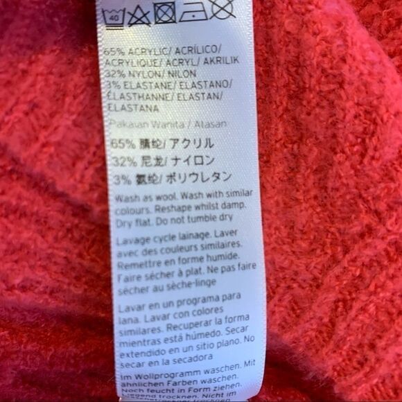 Topshop Oversized V Neck Ribbed Sweater Coral Pink - Picture 9 of 9